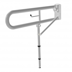Nymas NymaPRO Trombone Hinged Support Steel Grab Rail with Leg 800mm Length - White