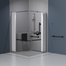 Nymas NymaSTYLE Doc M Shower Pack with Concealed Valves and Slimline Seat - Matt Black Grab Rails