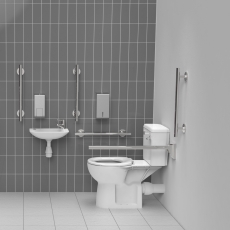 Nymas NymaSTYLE Rimless Close Coupled Doc M Toilet Pack - Polished Grab Rails