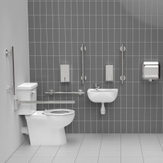 Nymas NymaSTYLE Premium Rimless LH Luxury Close Coupled Doc M Toilet Pack - Polished Grab Rails