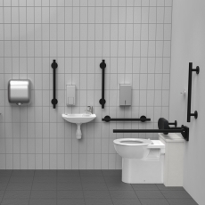 Nymas NymaSTYLE Luxury Back to Wall Doc M Toilet Pack - Matt Black Grab Rails