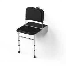 Nymas NymaSTYLE Doc M Padded Shower Seat with Polished Frame - Black
