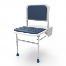 Nymas NymaSTYLE Doc M Padded Shower Seat with Legs and White Frame - Dark Blue