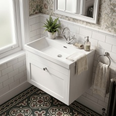 Old London Ashwick 600mm 1-Drawer Wall Hung Vanity Unit with Ceramic Basin
