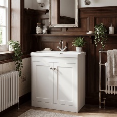 Old London Ashwick 800mm 2-Door Floor Standing Vanity Unit with Ceramic Basin