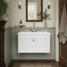 Old London Ashwick 800mm 1-Drawer Wall Hung Vanity Unit with Ceramic Basin