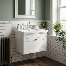 Old London Ashwick 600mm 1-Drawer Wall Hung Vanity Unit with Fireclay Basin