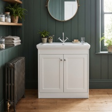 Old London Ashwick 800mm 2-Door Floor Standing Vanity Unit with Fireclay Basin