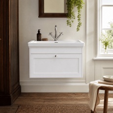 Old London Ashwick 800mm 1-Drawer Wall Hung Vanity Unit with Fireclay Basin