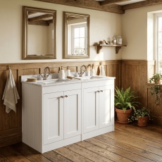 Old London Ashwick 1200mm 4-Door Floor Standing Vanity Unit with Twin Marble Top Basin