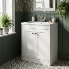 Old London Ashwick 600mm 2-Door Floor Standing Vanity Unit with Stone Basin