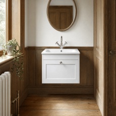 Old London Ashwick 600mm 1-Drawer Wall Hung Vanity Unit with Stone Basin