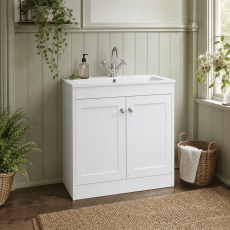 Old London Ashwick 800mm 2-Door Floor Standing Vanity Unit with Stone Basin