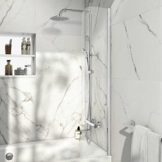 Orbit A6 Radius Edge Fixed Bath Screen 1400mm H x 300mm W - 6mm Glass