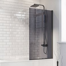 Orbit A6 Square Hinged Bath Screen 1400mm x 800mm - 6mm Smoked Black Glass
