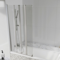 Orbit S6 Acqua Arm Four Folding Bath Screen 1500mm H x 800mm W - 6mm Glass