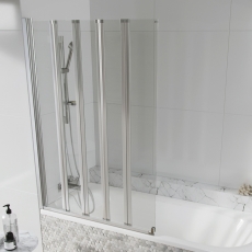 Orbit S6 Acqua Arm Five Folding Bath Screen 1500mm H x 1000mm W - 6mm Glass