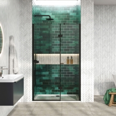 Orbit Athena Matt Black Hinged Shower Door - 6mm Glass