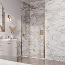 Orbit Athena Brushed Brass Hinged Shower Door - 6mm Glass