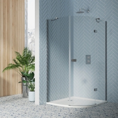 Orbit Athena Chrome Hinged Door Offset Quadrant Shower Enclosure - 6mm Glass