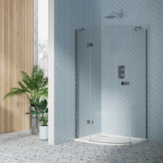 Orbit Athena Chrome Hinged Door Quadrant Shower Enclosure - 6mm Glass