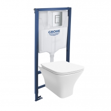 Orbit Auron Square Wall Hung Toilet 5-in-1 Bundle with Grohe Rapid SL Frame