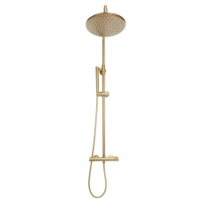 Orbit Core Thermostatic Bar Mixer Shower with Shower Kit and Fixed Head - Brushed Brass