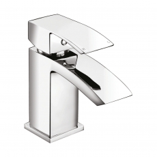 Orbit Descent Mini Mono Basin Mixer Tap with Push Button Waste - Chrome