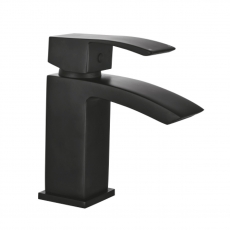 Orbit Descent Mini Mono Basin Mixer Tap with Push Button Waste - Matt Black