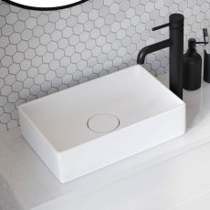 Orbit Edge Sit-On Countertop Basin with Waste Cover 500mm Wide - 0 Tap Hole