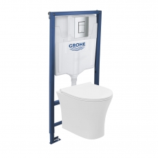 Orbit Elaris Compact Rimless Wall Hung Toilet 5-in-1 Bundle with Grohe Rapid SL Frame