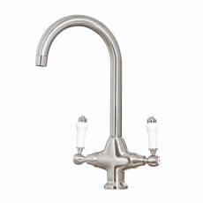 Orbit Harrogate Kitchen Sink Mixer Tap Dual Handle - Brushed Nickel