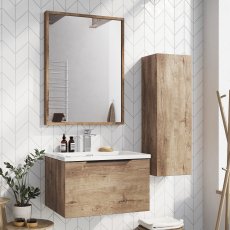 Orbit Illumo Bathroom Mirror 600mm H x 800mm W - Rustic Oak