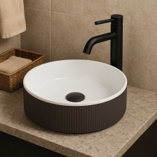 Orbit Koko Round Countertop Basin 360mm Wide 0 Tap Hole - Matte Black