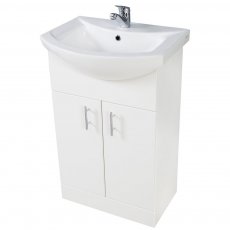 Orbit Verona Floor Standing 2-Door Vanity Unit with Basin 550mm Wide - Gloss White