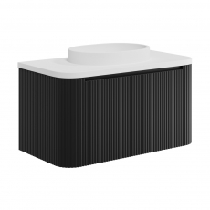 Orbit Linea Curve 1-Drawer Wall Hung Vanity Unit with Basin 900mm Wide - Matte Black