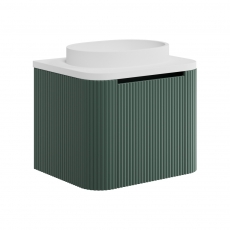 Orbit Linea Curve 1-Drawer Wall Hung Vanity Unit with Basin 600mm Wide - Reed Green