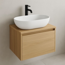 Orbit Neo Sit-On Countertop Basin 560mm Wide Matt White - 0 Tap Hole