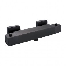 Orbit Noire Square Cool Touch Thermostatic Bar Shower Valve Bottom Outlet - Matt Black