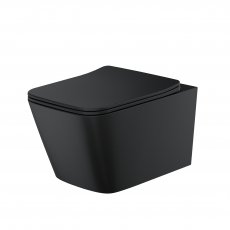 Orbit Riviera Square Rimless Wall Hung Toilet Pan with Soft Close Seat - Matte Black