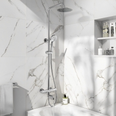 Orbit Rondo Thermostatic Rigid Riser Shower Kit with Bath Filler - Chrome