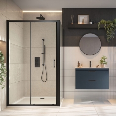 Orbit S6 Black Sliding Shower Door - 6mm Glass