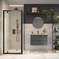 Orbit S6 Black Pivot Shower Door - 6mm Glass