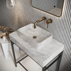 Orbit Sanctuary Rectangle Marble Basin 420mm Wide - Venato White