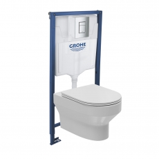 Orbit Solna Round Wall Hung Toilet 5-in-1 Bundle with Grohe Rapid SL Frame