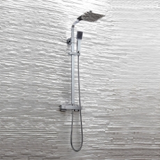 Orbit Square Bar Mixer Shower Shower Kit with Fixed Head - Chrome
