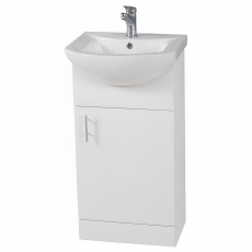 Orbit Verona Floor Standing 1-Door Vanity Unit with Basin 455mm Wide - Gloss White