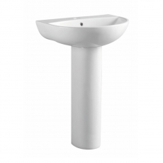 Orbit Viva Basin with Full Pedestal 550mm Wide - 1 Tap Hole