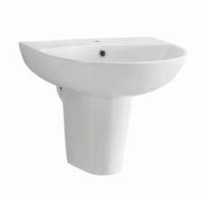Orbit Viva Basin with Semi Pedestal 450mm Wide - 1 Tap Hole