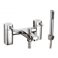 Orbit Zero Bath Shower Mixer Tap Pillar Mounted with Kit and Wall Bracket - Chrome